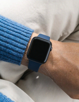 Navy Blue Apple Watch Band with Integrated Adapter wrist shot