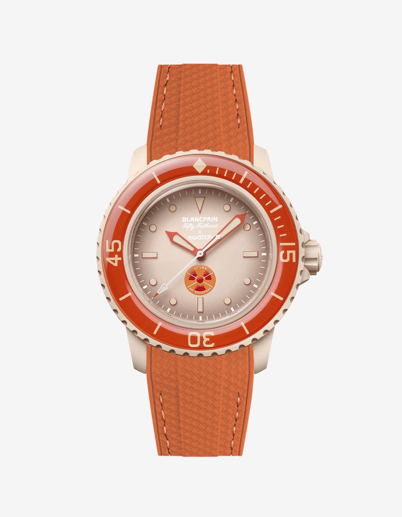 Arctic Red Rubber Strap on Blancpain X Swatch Arctic Ocean