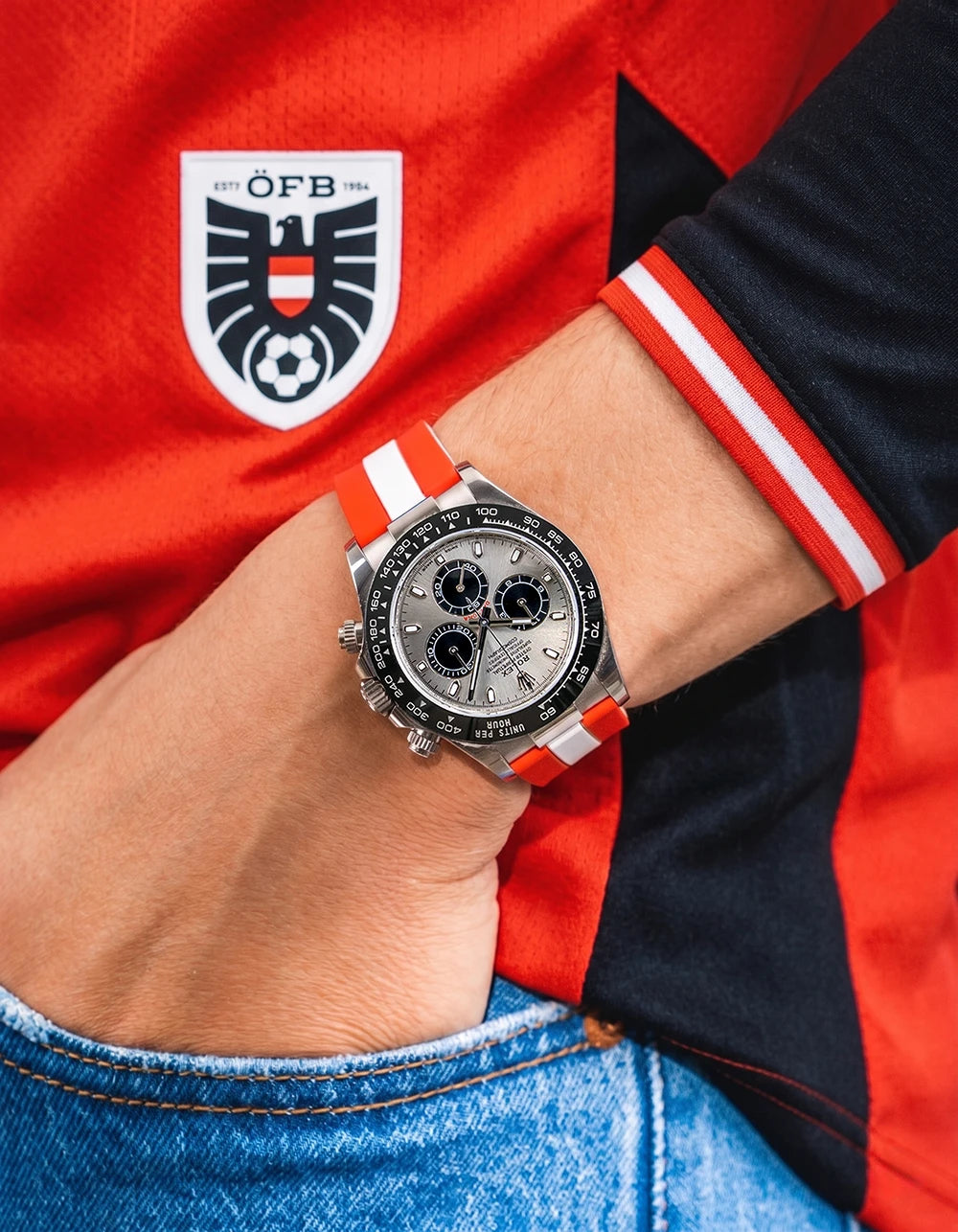 Austria Flag Watch Strap wrist shot