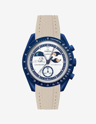 Beige rubber strap designed for the Omega x Swatch MoonSwatch Mission to Earthphase Moonshine Gold