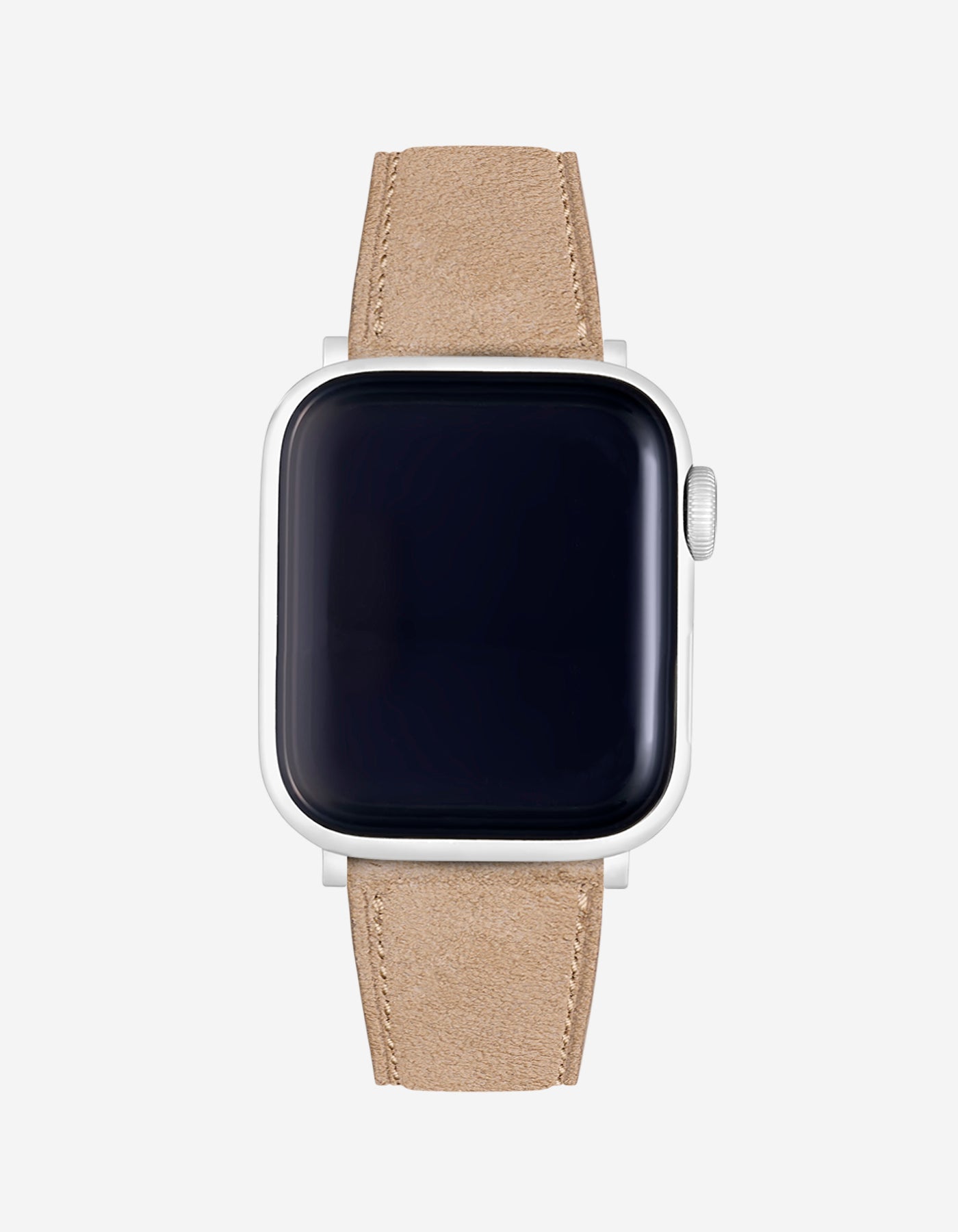 Beige Leather Apple Watch Band on watch – Soft Suede, Premium Comfort & Secure Fit