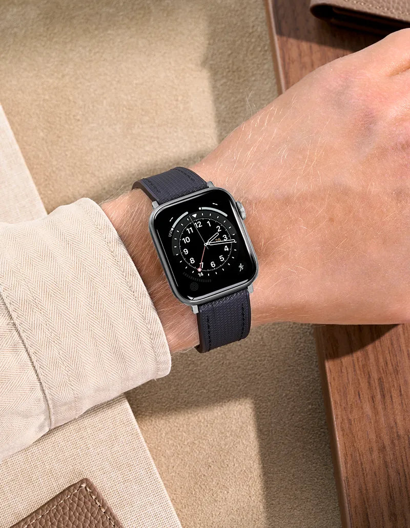 Black Rubber Apple Watch Band on wrist