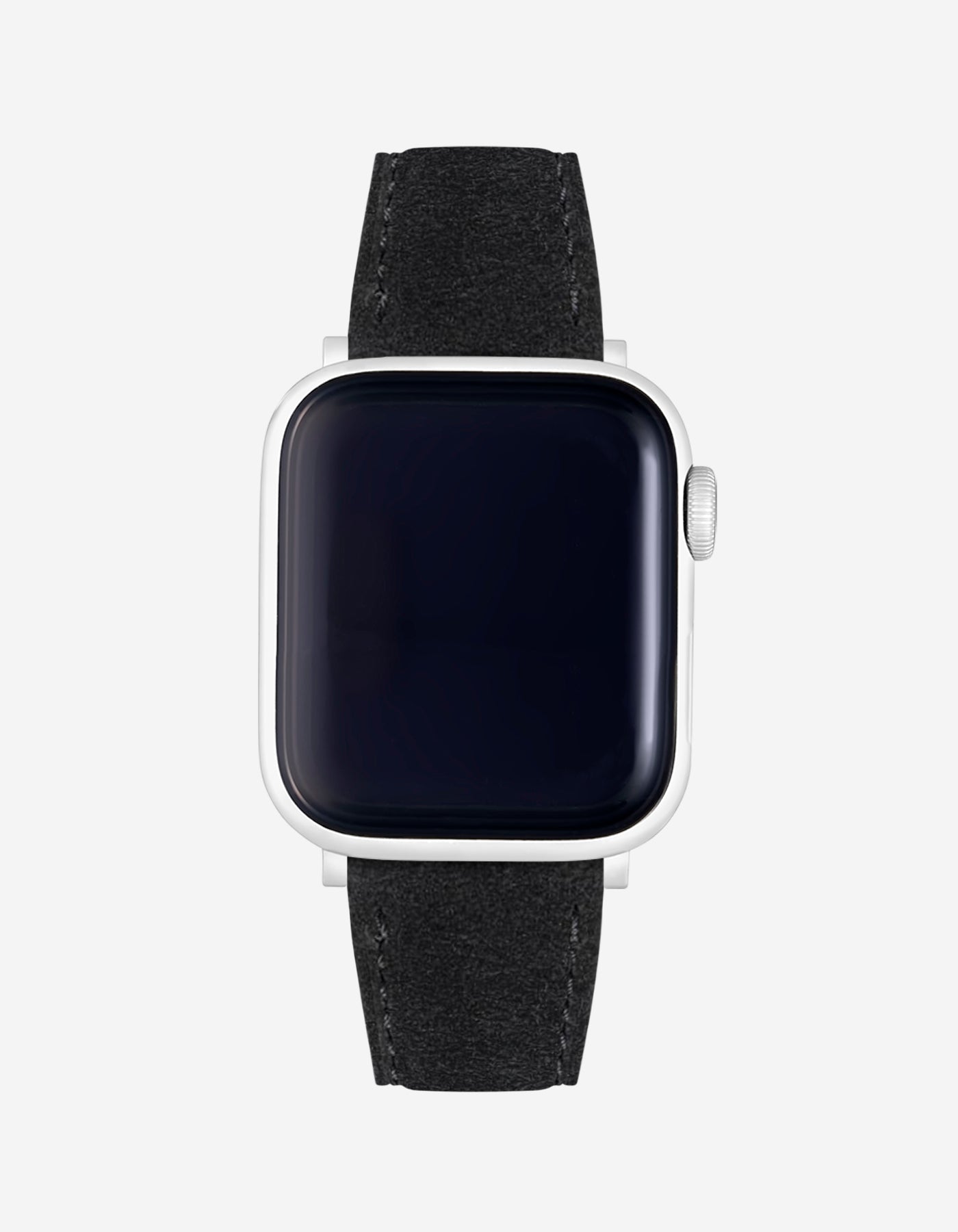 Black suede Leather Apple Watch Band on Watch – Classic & Elegant Design