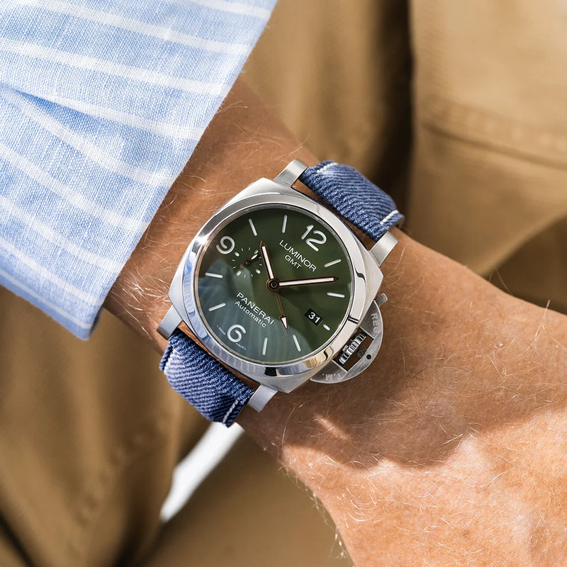 74.PANERAI用 24mm-22mm Blue & White Stitches Denim Strap for Panerai 22mm-24mm