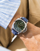 Blue & White Stitches Denim Strap for Panerai wrist shot