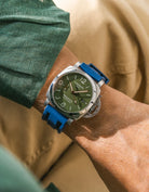 Navy Blue Universal FKM Rubber Strap wrist shot on Panerai Luminor GMT