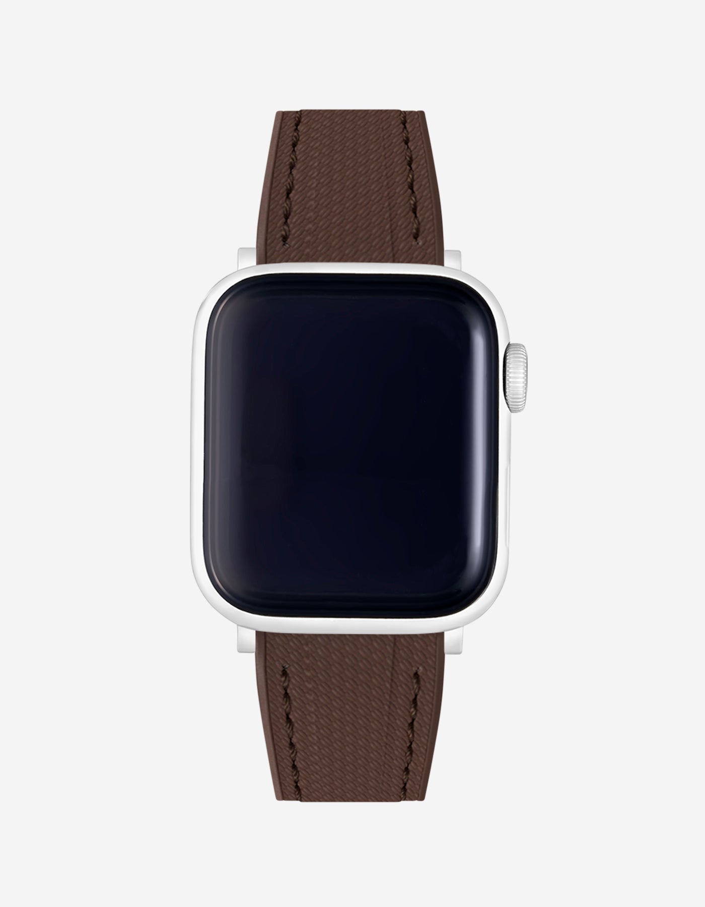 Premium lightweight Brown rubber Apple Watch Band on watch
