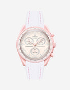 Omega X Swatch MoonSwatch Venus watch with a detailed face on a white background