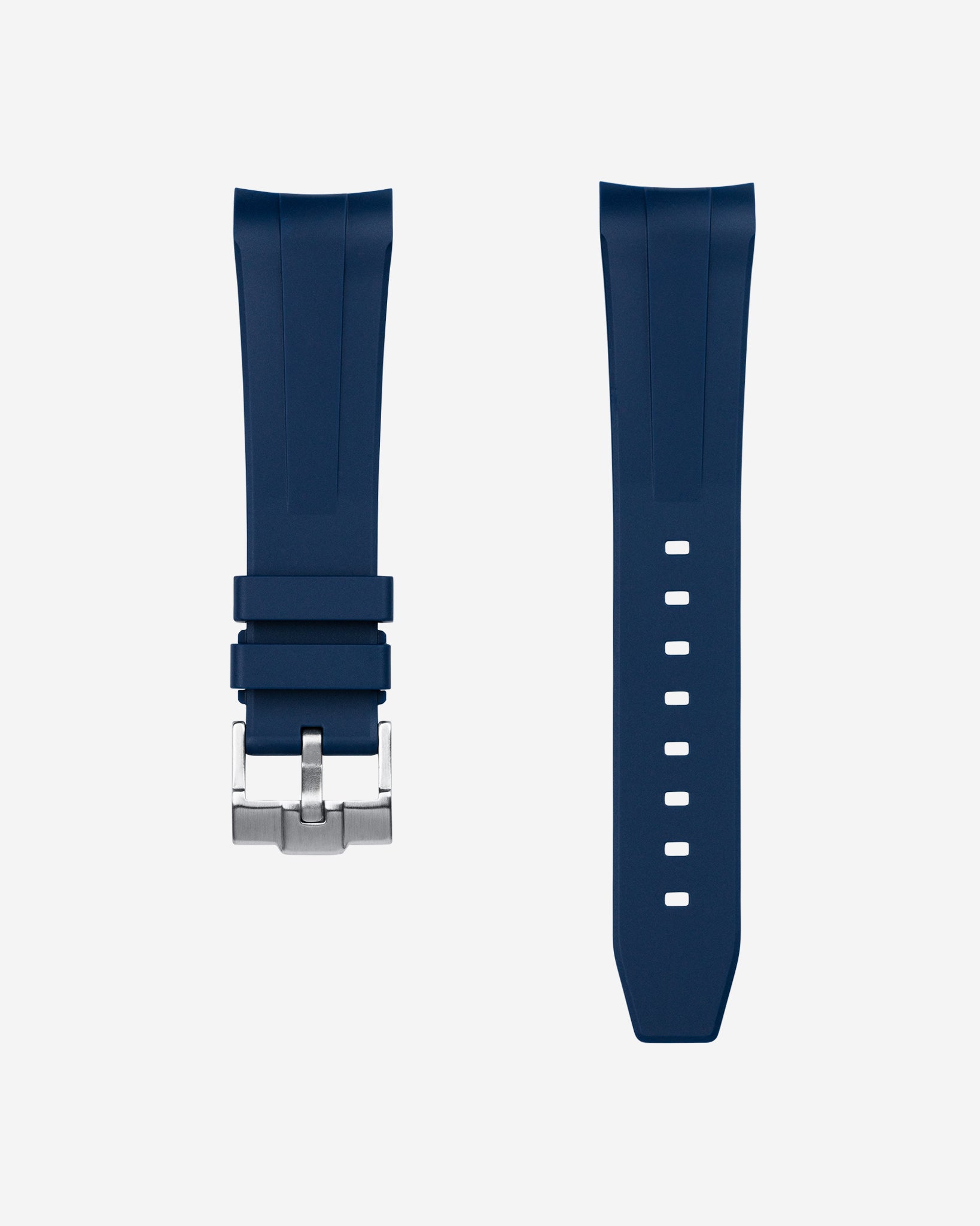 Navy Blue Curved Rubber Watch Strap for Blancpain X Swatch 