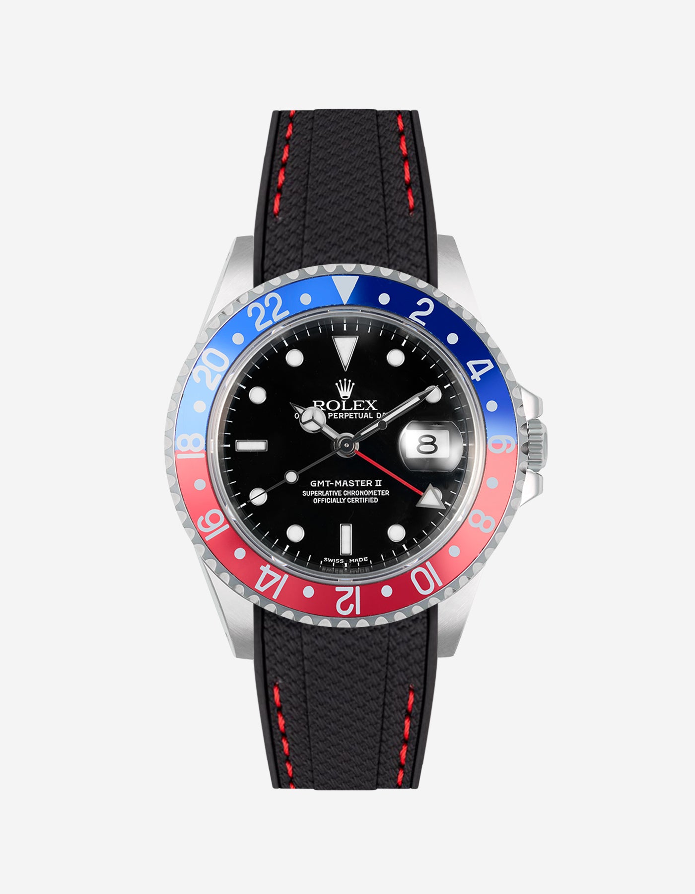 Wristbuddys Wristbuddy Klockarmband klockband rubberstrap rubber strap black svart black buckle clasp integrated premium rubber rubber straps integrated Watch Strap watch band klockarmband uhrenband uhranarmband Rolex GMT Master 2 II 16710 pepsi blue red 116710