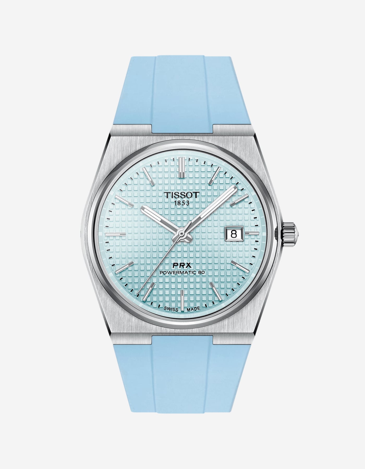 FKM Rubber Strap For Ice Blue Tissot PRX Powermatic 80 