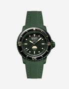 Vertech green rubber strap mounted on Blancpain x Swatch Green Abyss – product view