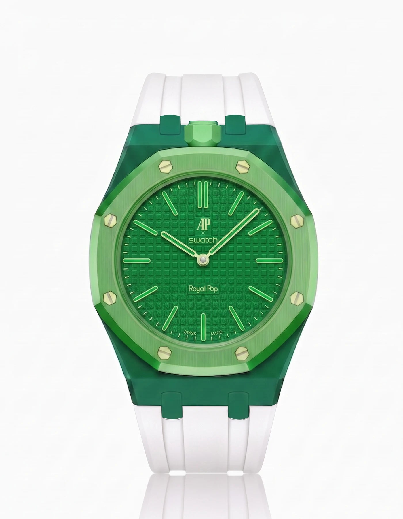 combo::green::rubber-strap-for-ap-x-swatch-royal-pop-white