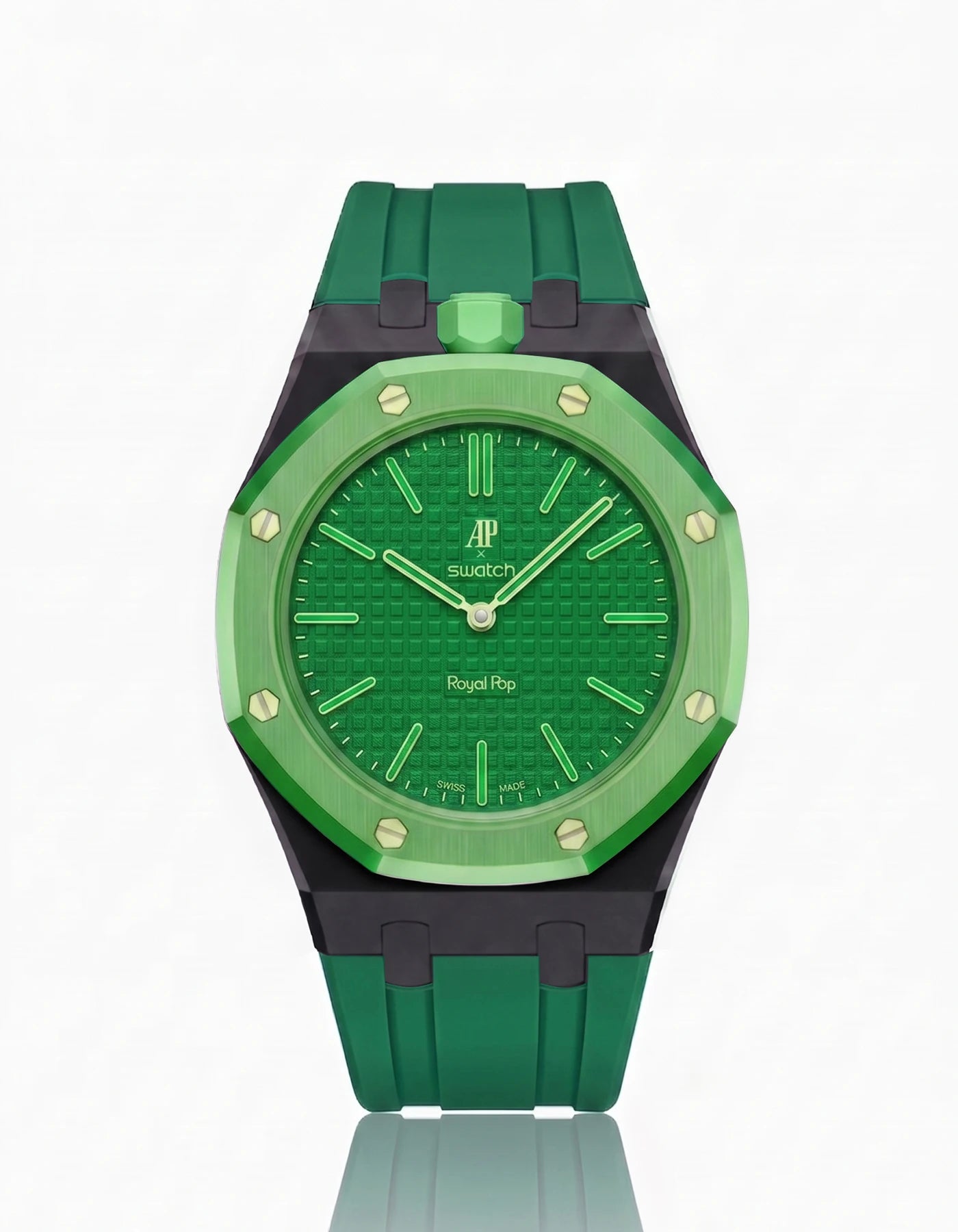 combo::black::rubber-strap-for-ap-x-swatch-royal-pop-green