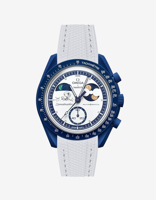 Grey rubber strap designed for the Omega x Swatch MoonSwatch Mission to Earthphase Moonshine Gold