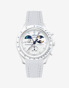 Grey Rubber Strap on Omega x Swatch MoonSwatch Mission To Earthphase - Moonshine Gold Cold Moon