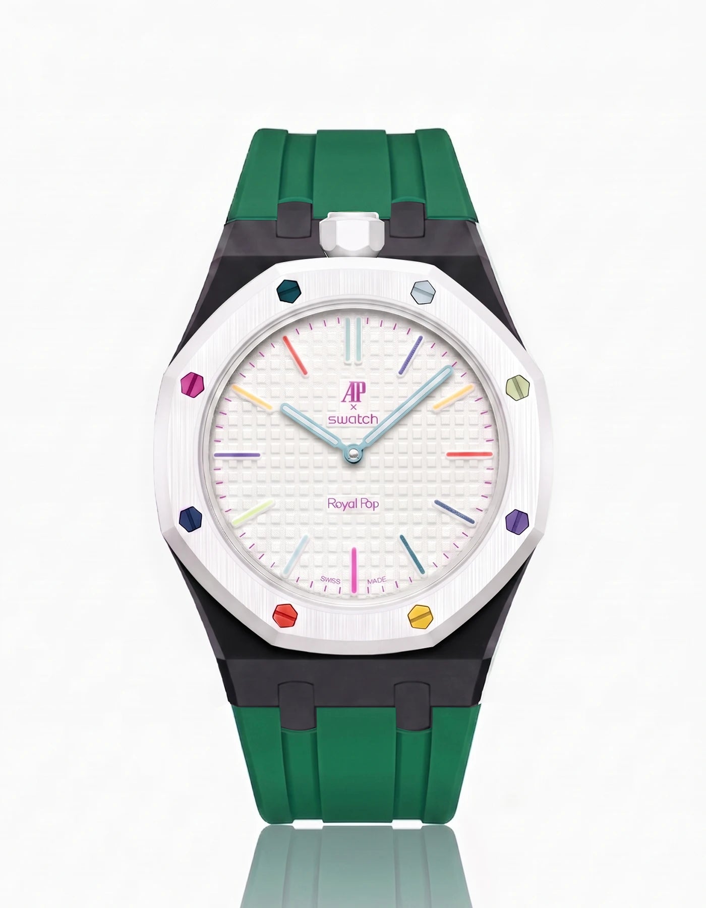 combo::black::rubber-strap-for-ap-x-swatch-royal-pop-green