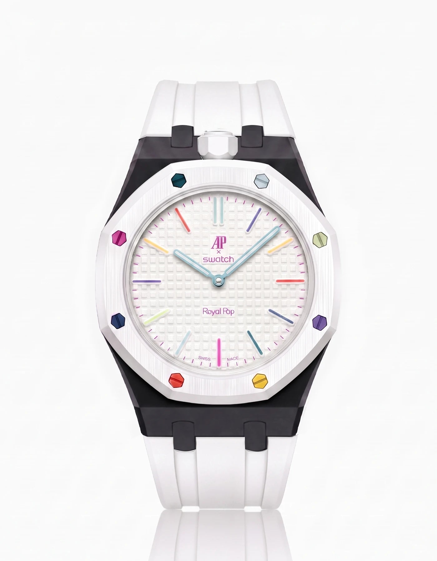 combo::black::rubber-strap-for-ap-x-swatch-royal-pop-white