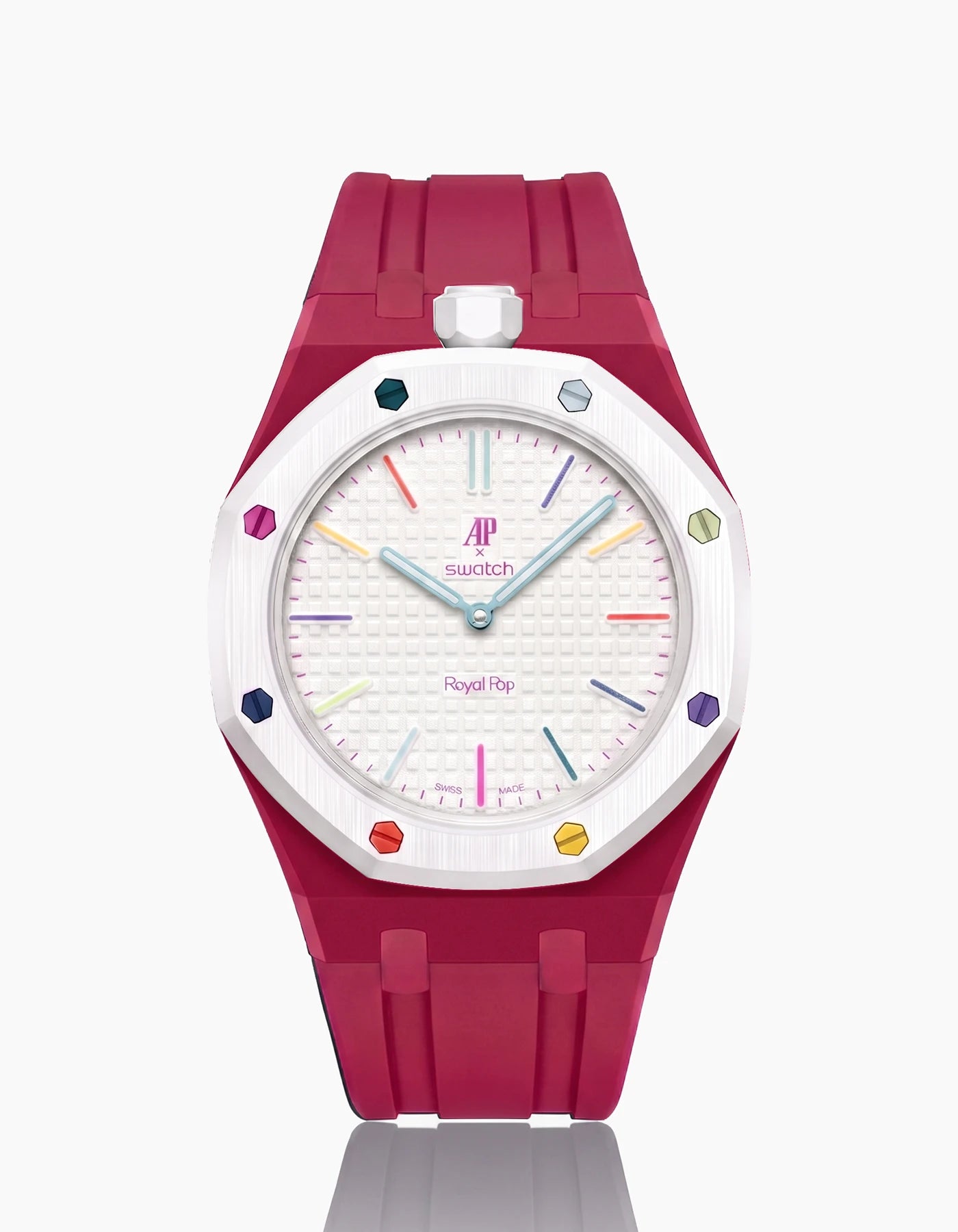 combo::dark-pink::rubber-strap-for-ap-x-swatch-royal-pop-dark-pink