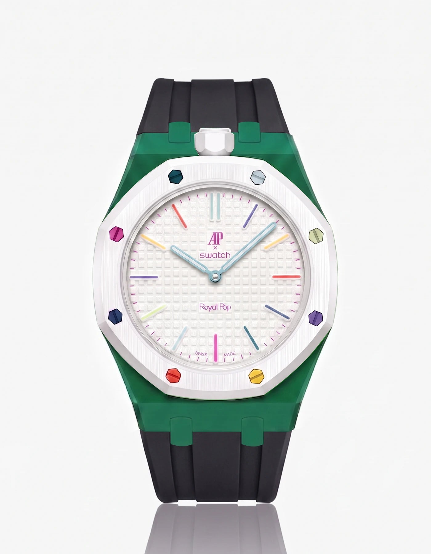 combo::green::rubber-strap-for-ap-x-swatch-royal-pop-black