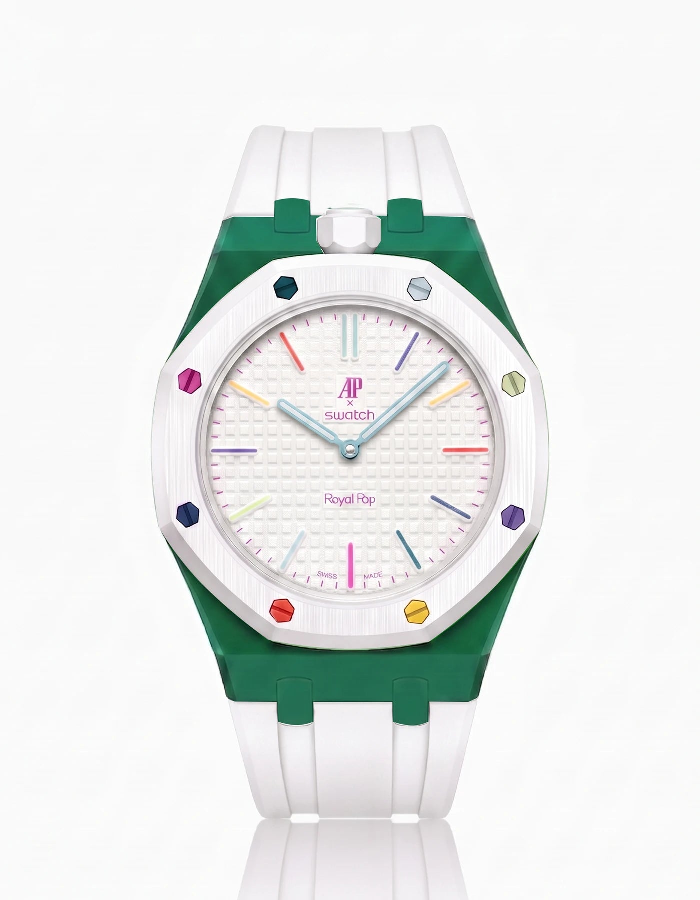 combo::green::rubber-strap-for-ap-x-swatch-royal-pop-white