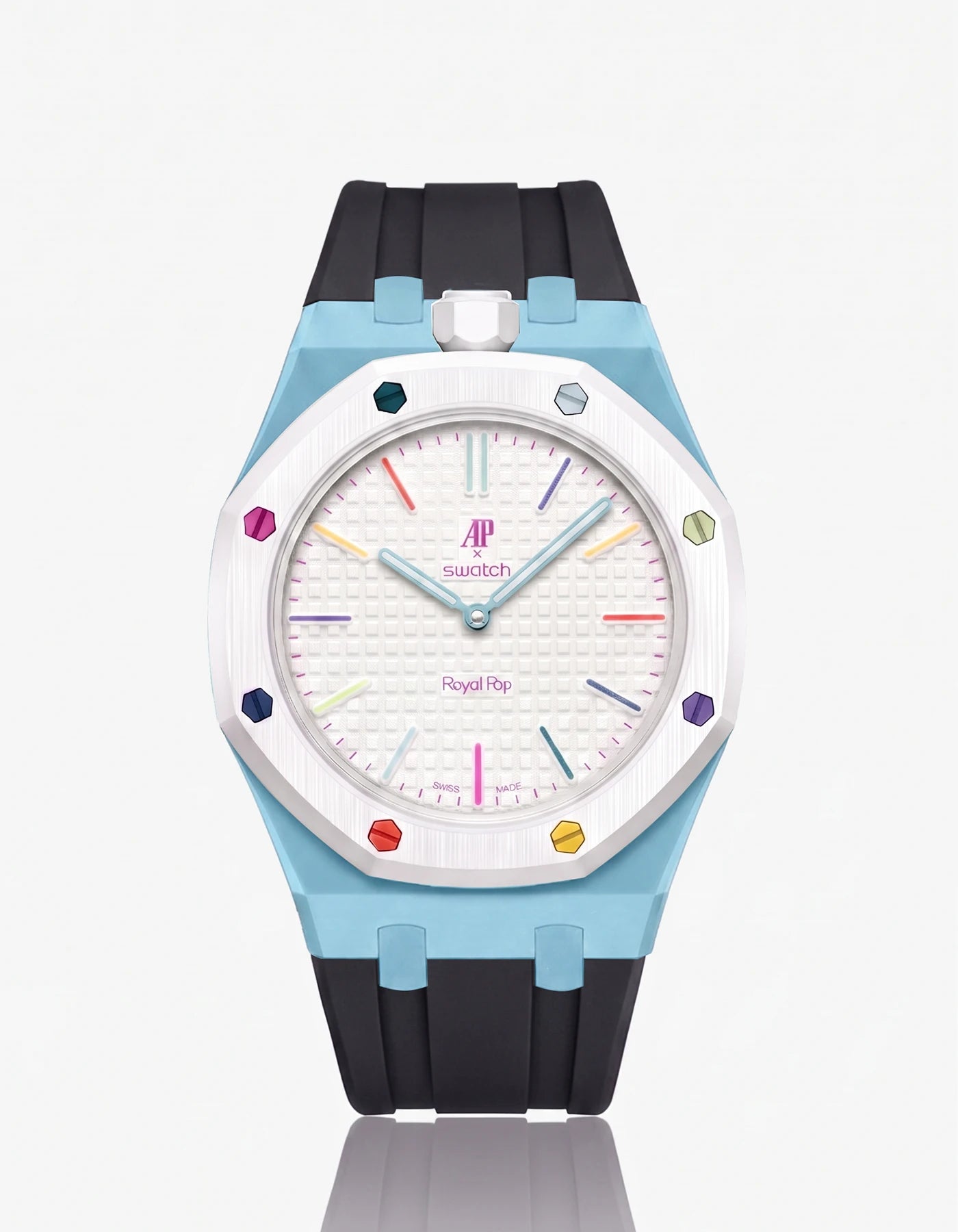 combo::light-blue::rubber-strap-for-ap-x-swatch-royal-pop-black