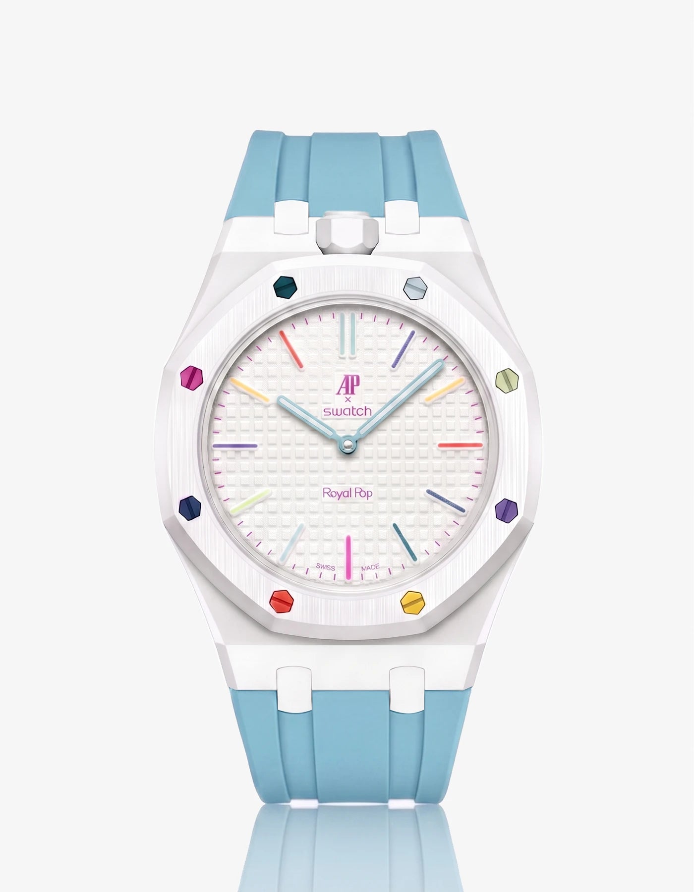 combo::white::rubber-strap-for-ap-x-swatch-royal-pop-light-blue