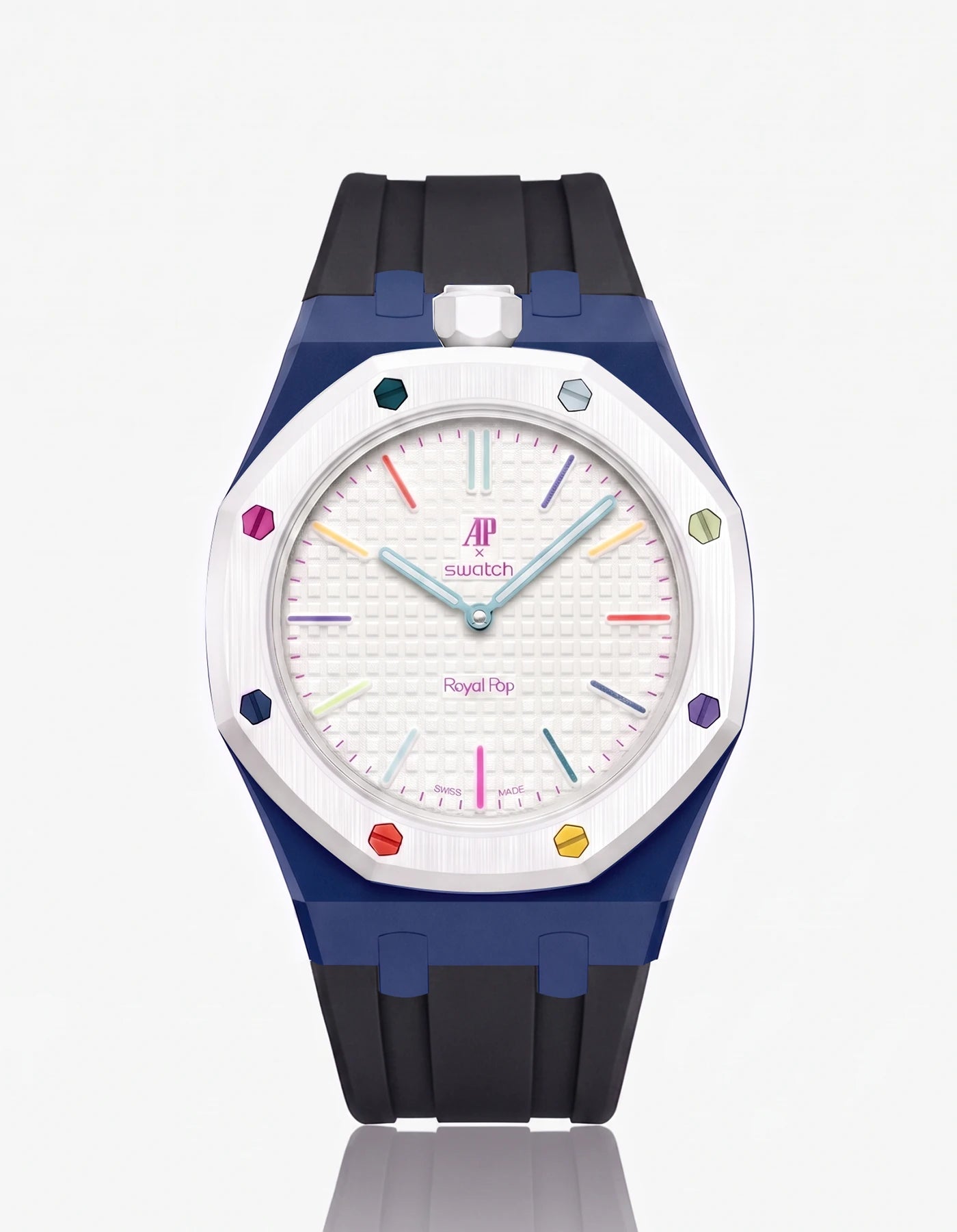 combo::navy-blue::rubber-strap-for-ap-x-swatch-royal-pop-black