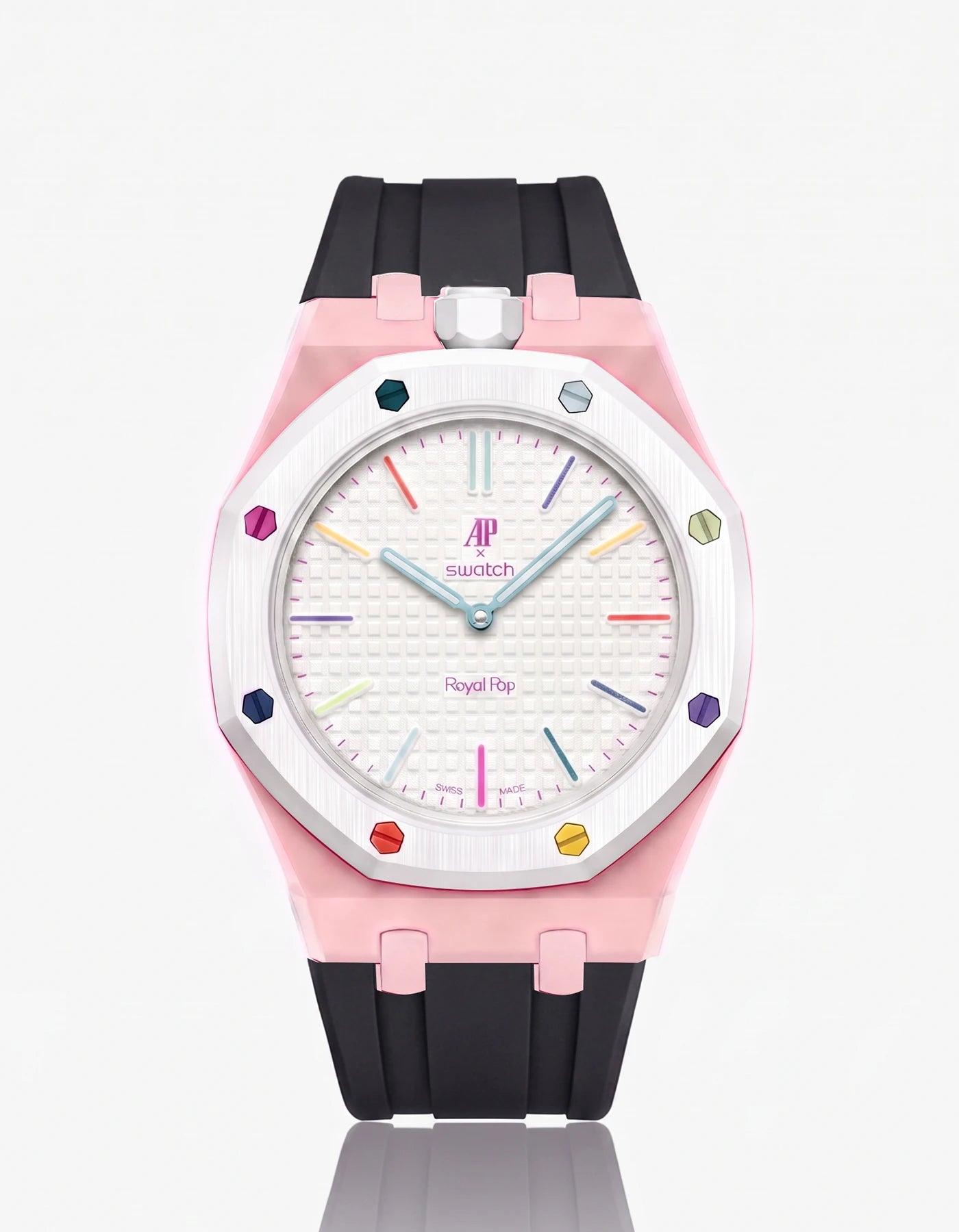 combo::pink::rubber-strap-for-ap-x-swatch-royal-pop-black