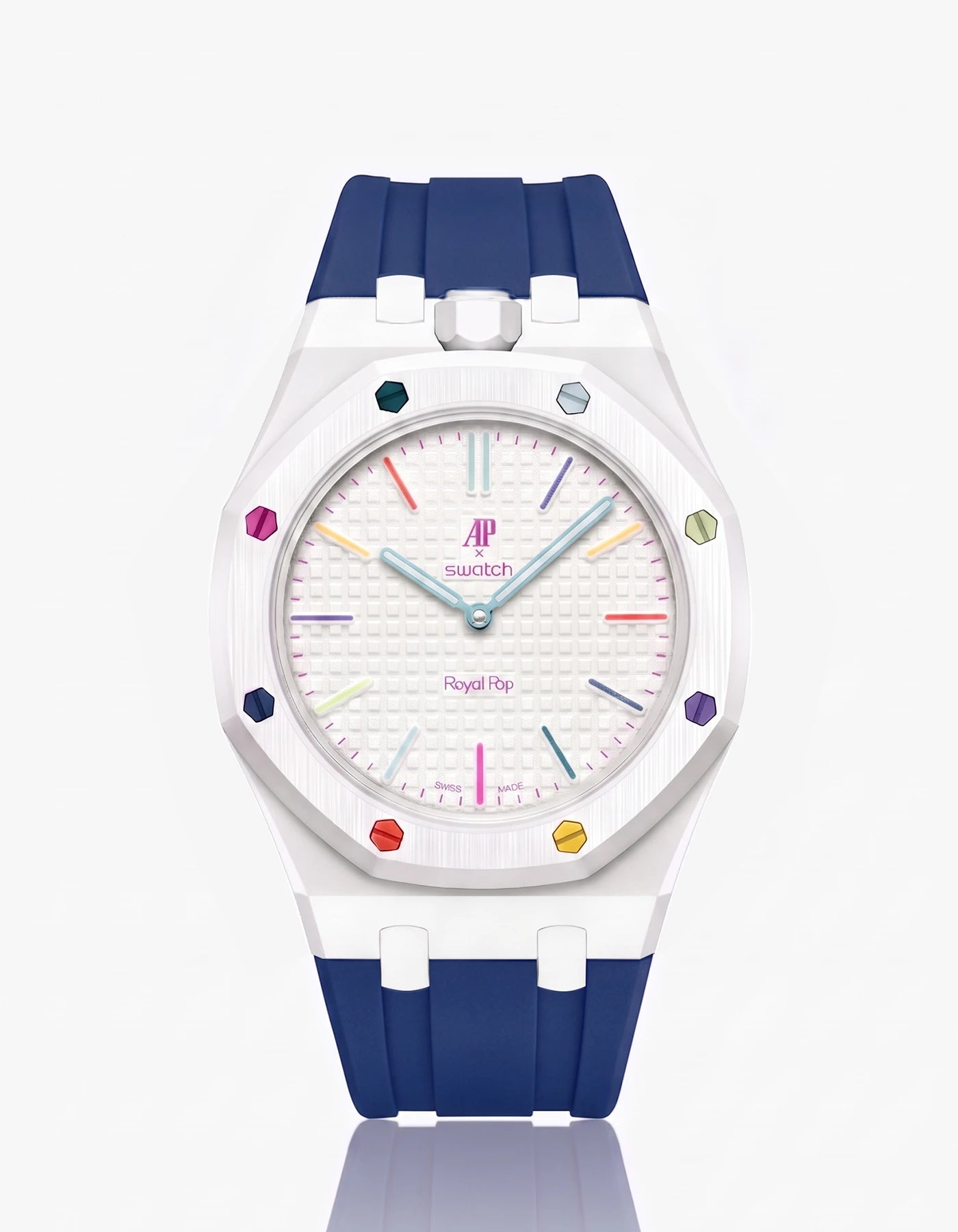 combo::white::rubber-strap-for-ap-x-swatch-royal-pop-navy-blue