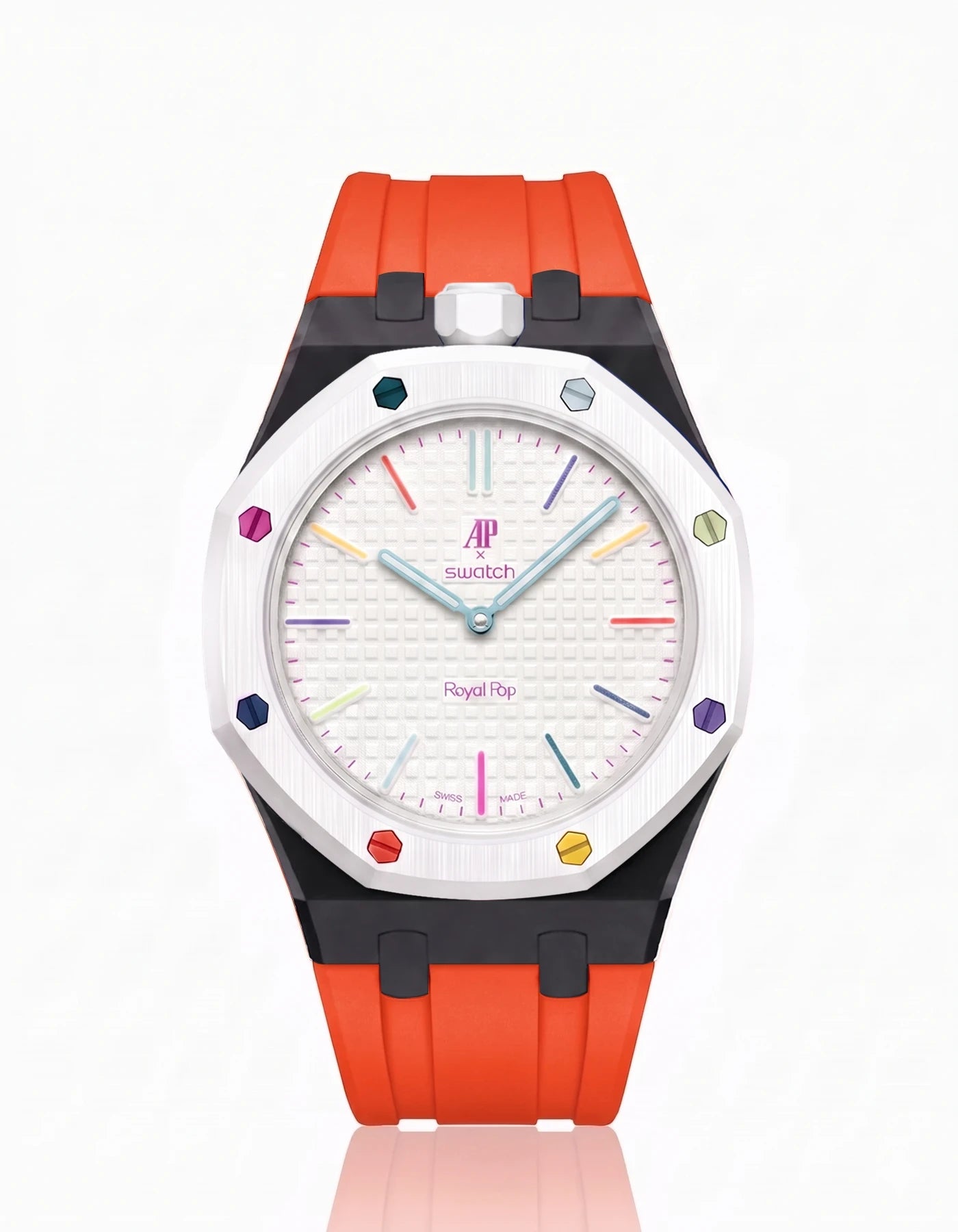 combo::black::rubber-strap-for-ap-x-swatch-royal-pop-orenji-orange