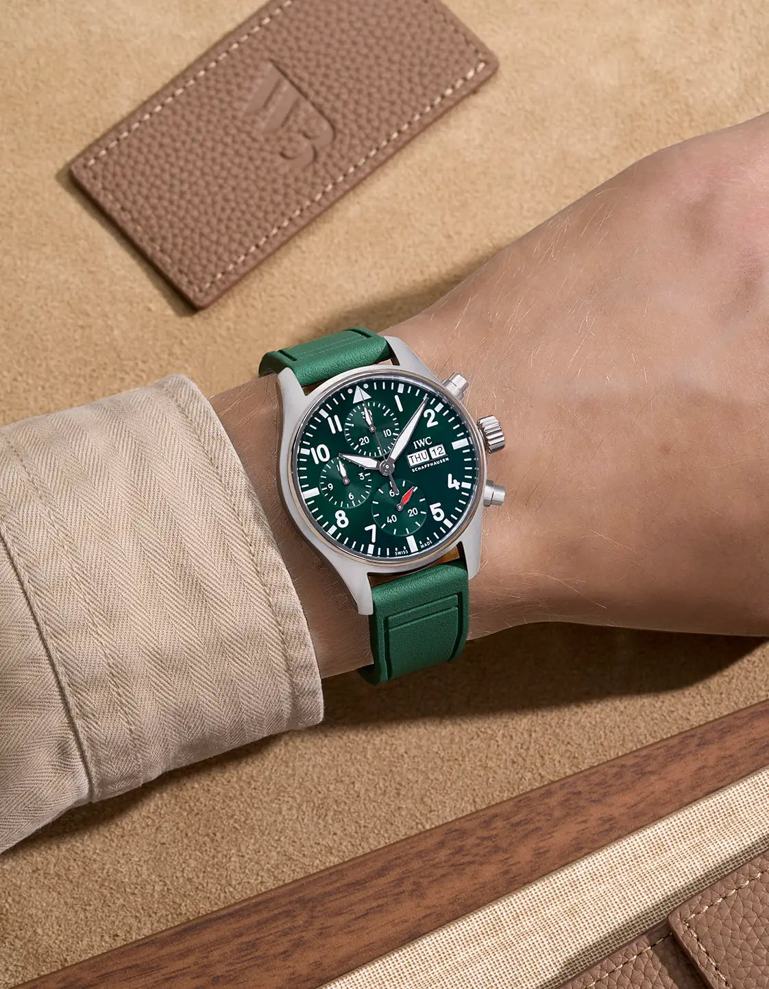 IWC Military Green Rubber Strap on Big Pilot Watch – Waterproof & Secure Fit