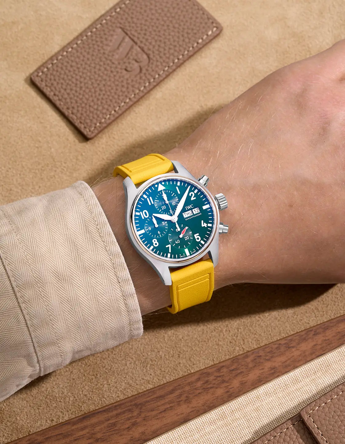 IWC Yellow Rubber Strap on IWC Big Pilot Watch – Bold & Sweat-Resistant