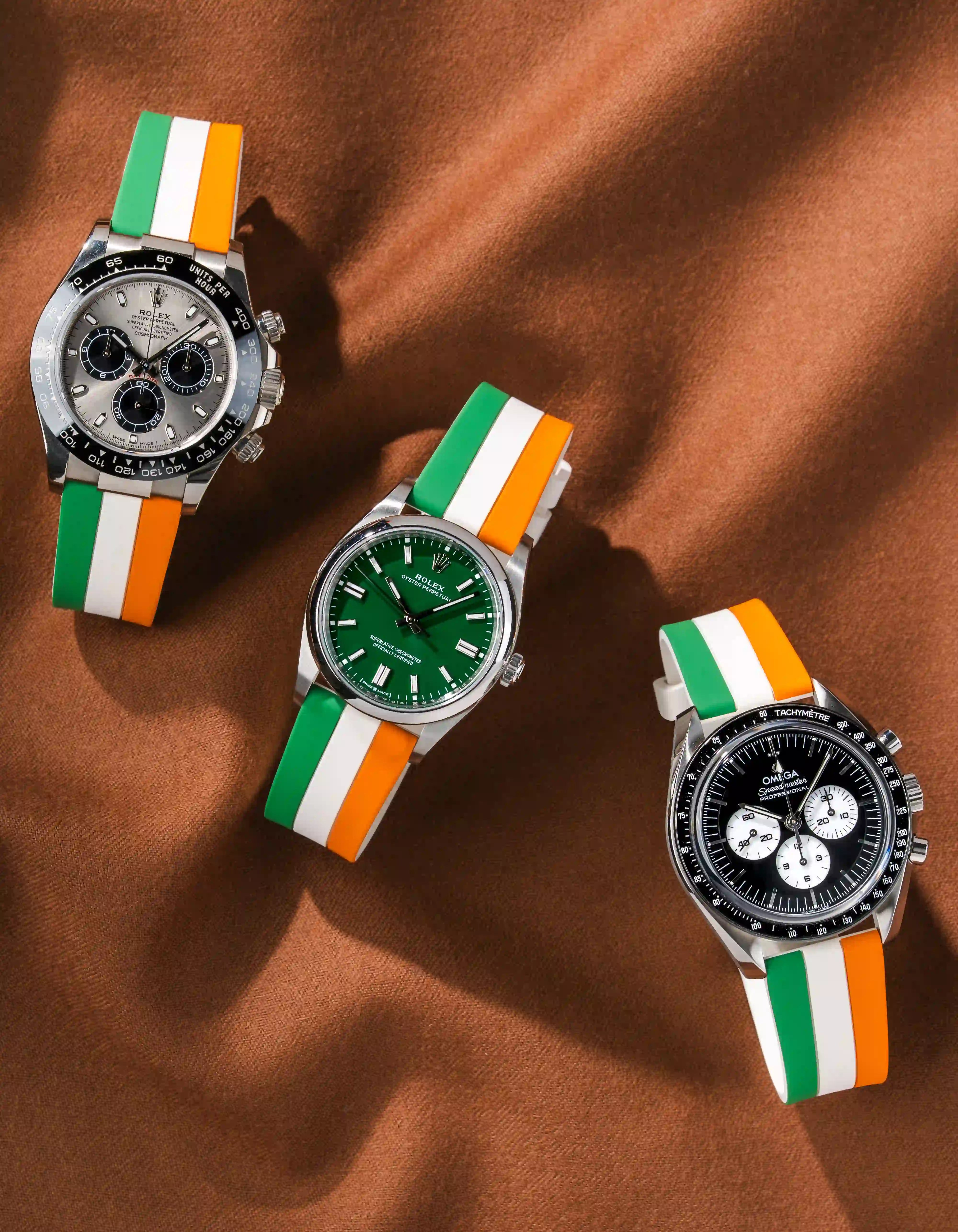 Irish Flag Watch Strap on three different watches