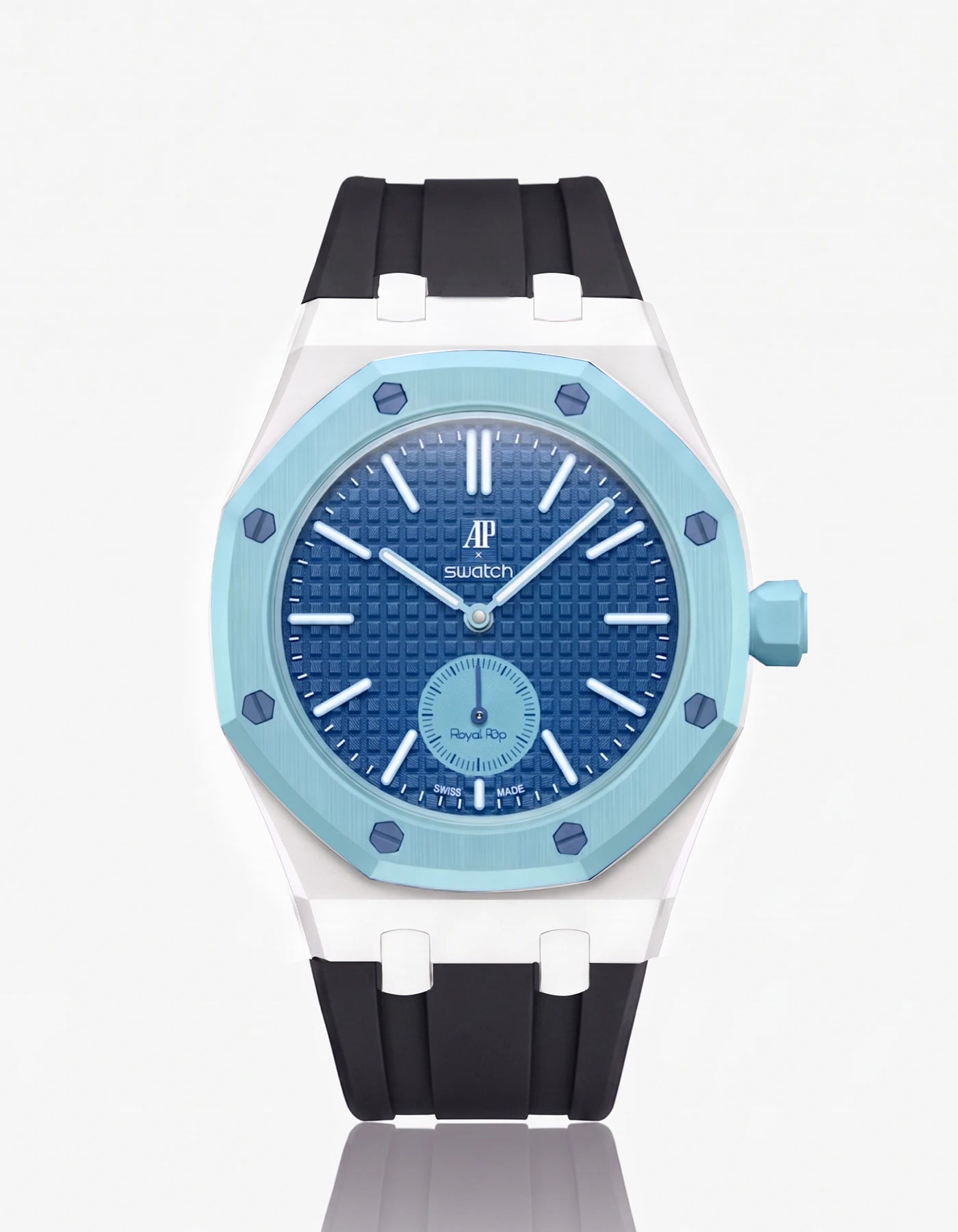combo::white::rubber-strap-for-ap-x-swatch-royal-pop-black