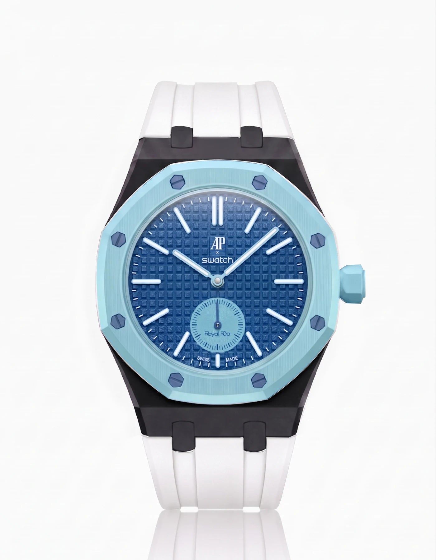 combo::black::rubber-strap-for-ap-x-swatch-royal-pop-white