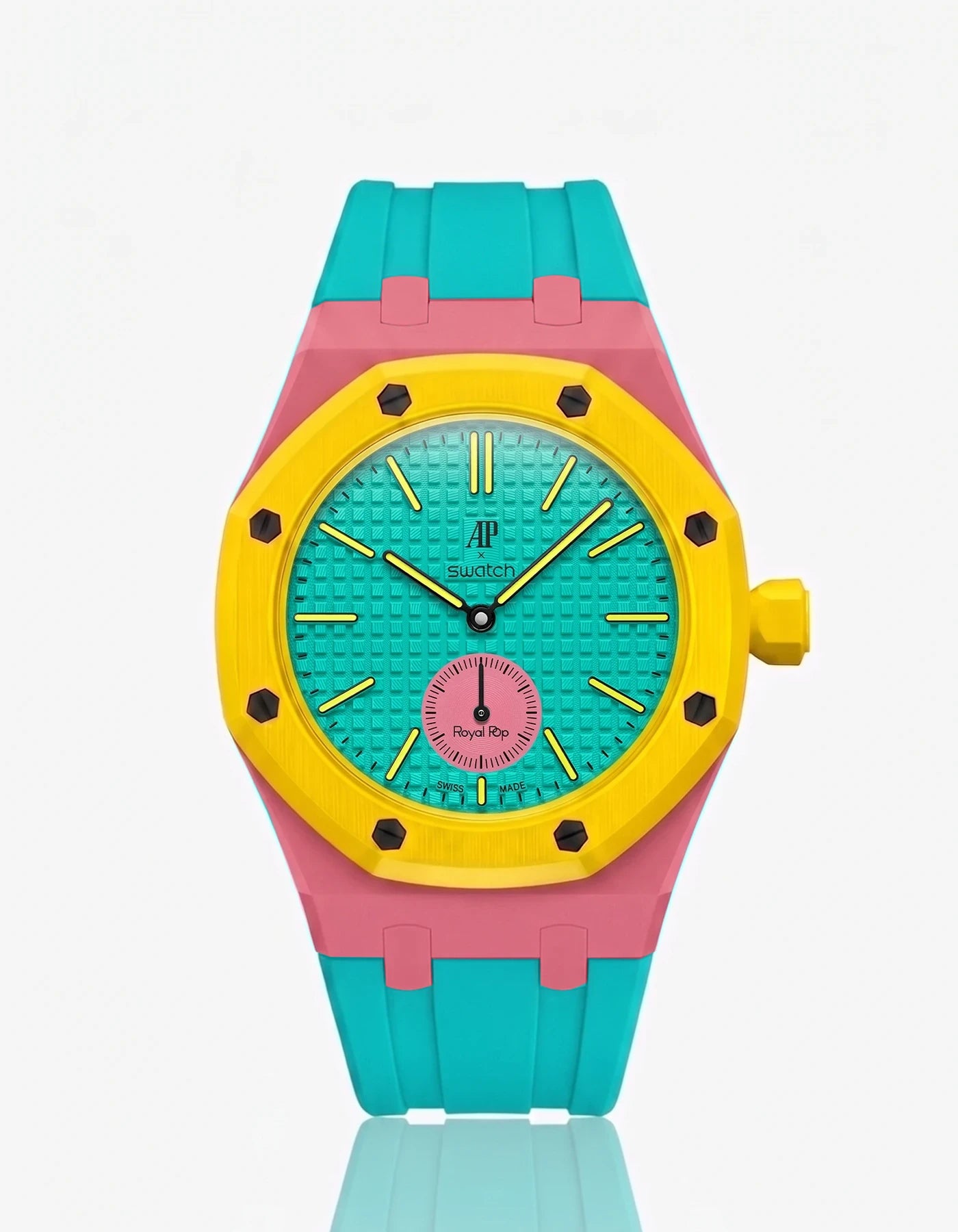 combo::otg-pink::rubber-strap-for-ap-x-swatch-royal-pop-turquoise
