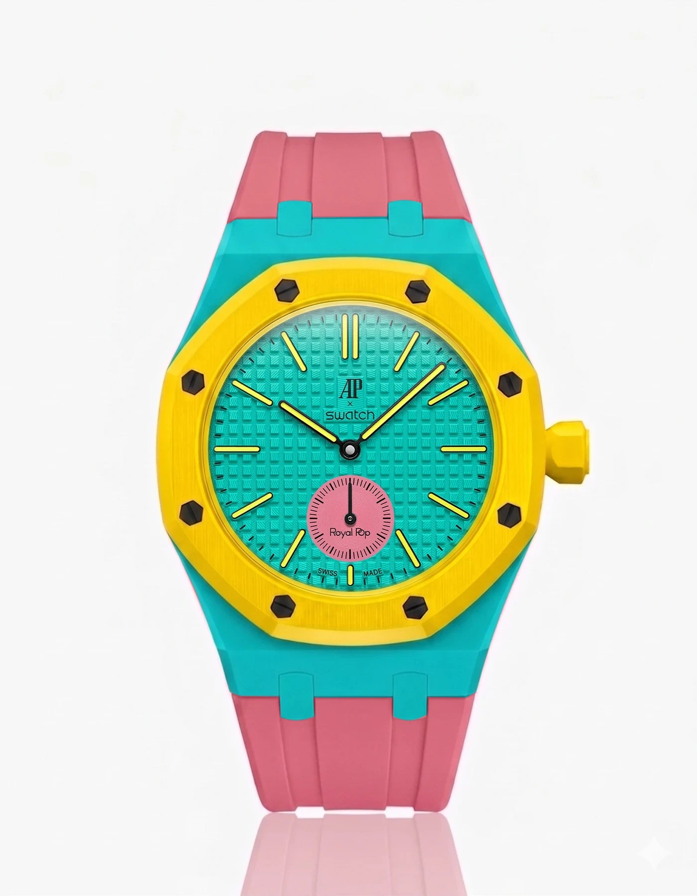 combo::turquoise::rubber-strap-for-ap-x-swatch-royal-pop-otg-pink