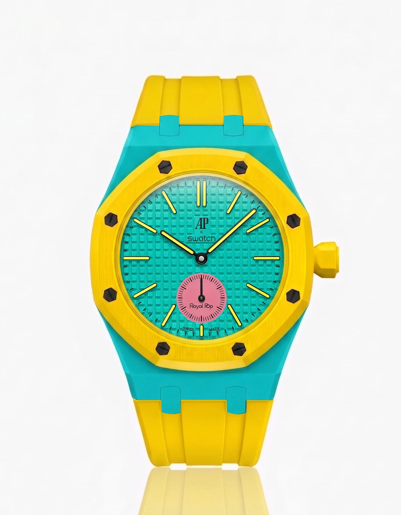 combo::turquoise::rubber-strap-for-ap-x-swatch-royal-pop-yellow