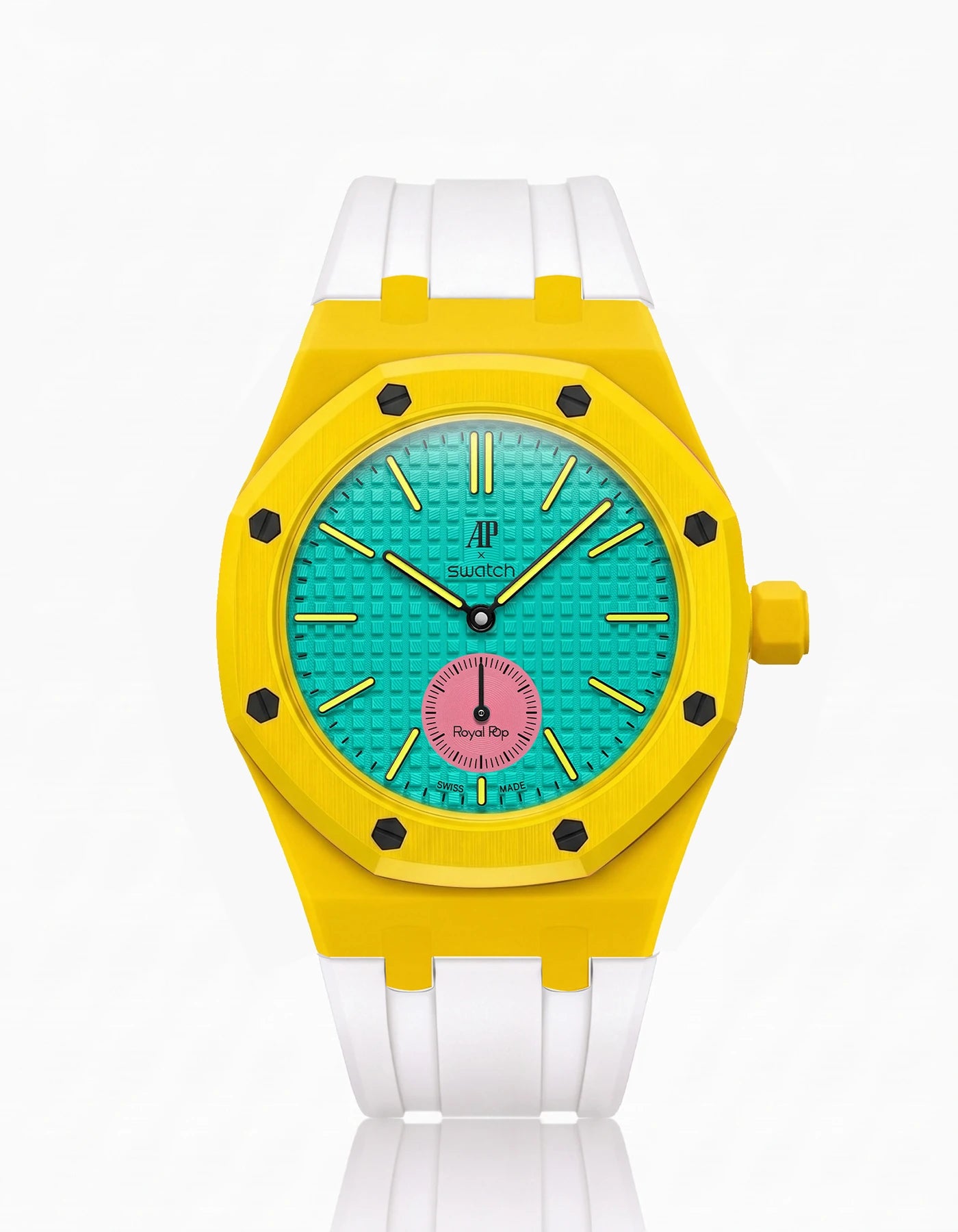 combo::yellow::rubber-strap-for-ap-x-swatch-royal-pop-white