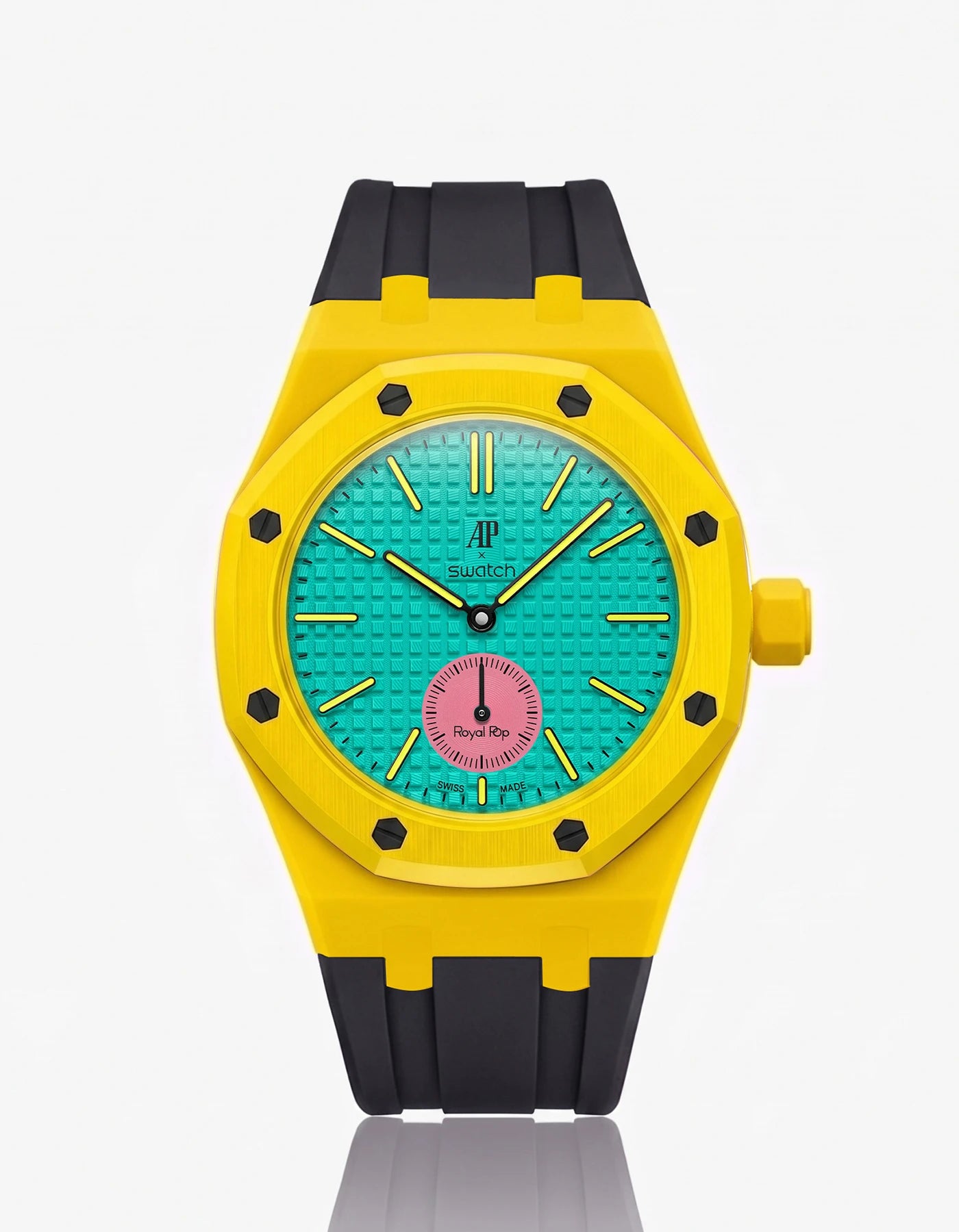 combo::yellow::rubber-strap-for-ap-x-swatch-royal-pop-black