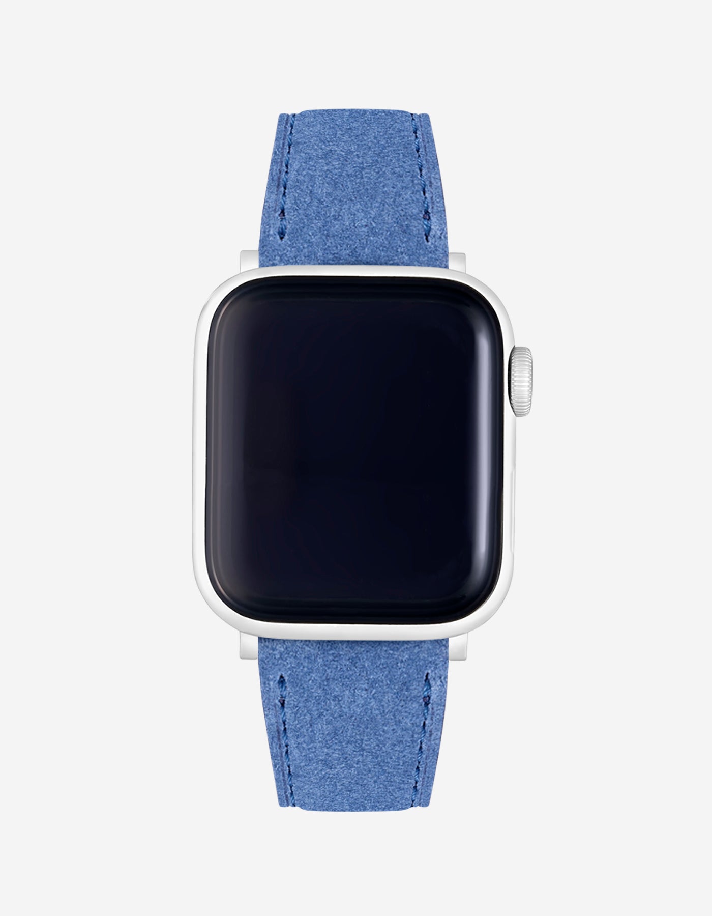 Suede Ocean Blue Leather Apple Watch Band on Watch – Stylish & Durable for Everyday Wear
