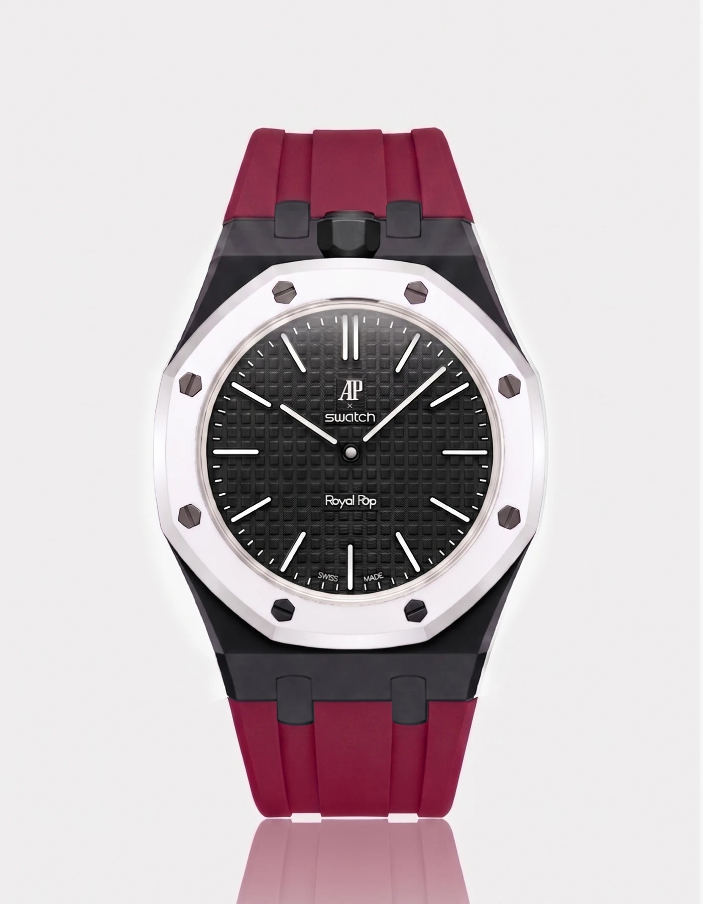 combo::black::rubber-strap-for-ap-x-swatch-royal-pop-dark-pink
