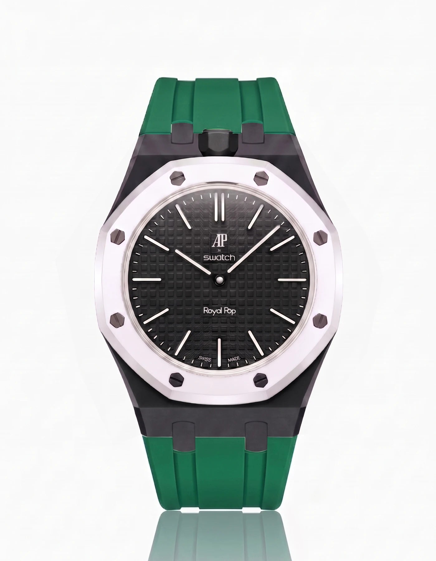combo::black::rubber-strap-for-ap-x-swatch-royal-pop-green
