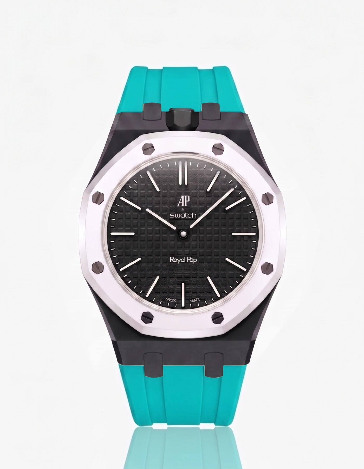 combo::black::rubber-strap-for-ap-x-swatch-royal-pop-turquoise