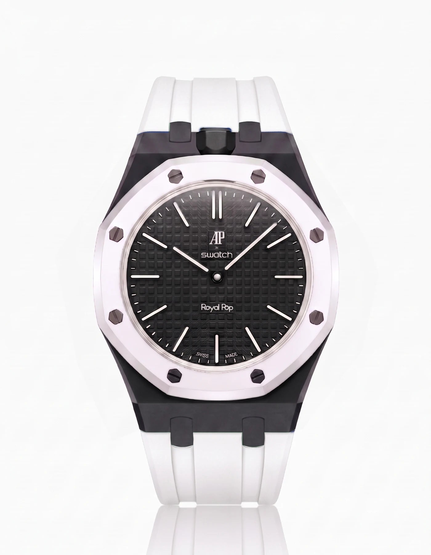 combo::black::rubber-strap-for-ap-x-swatch-royal-pop-white