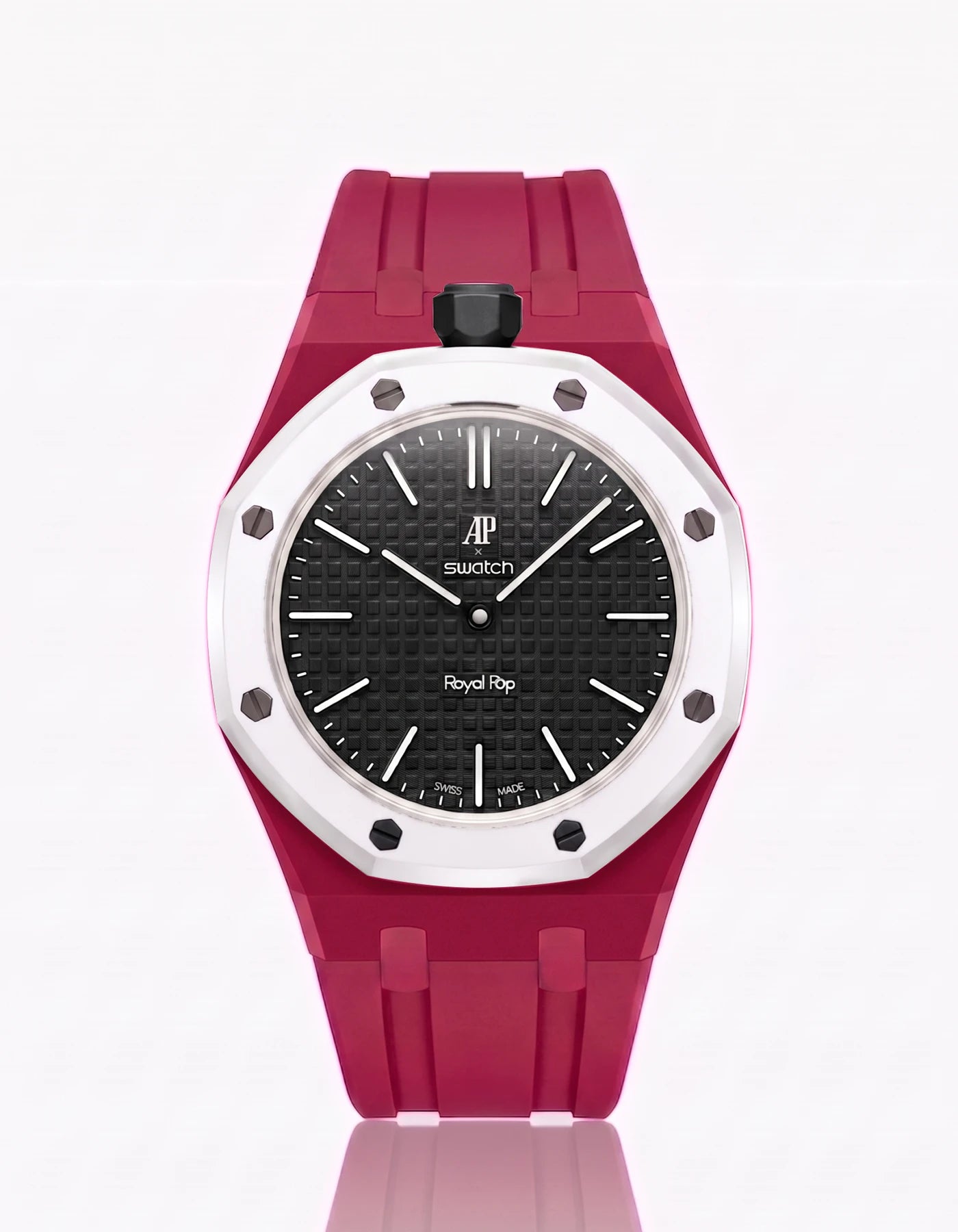combo::dark-pink::rubber-strap-for-ap-x-swatch-royal-pop-dark-pink