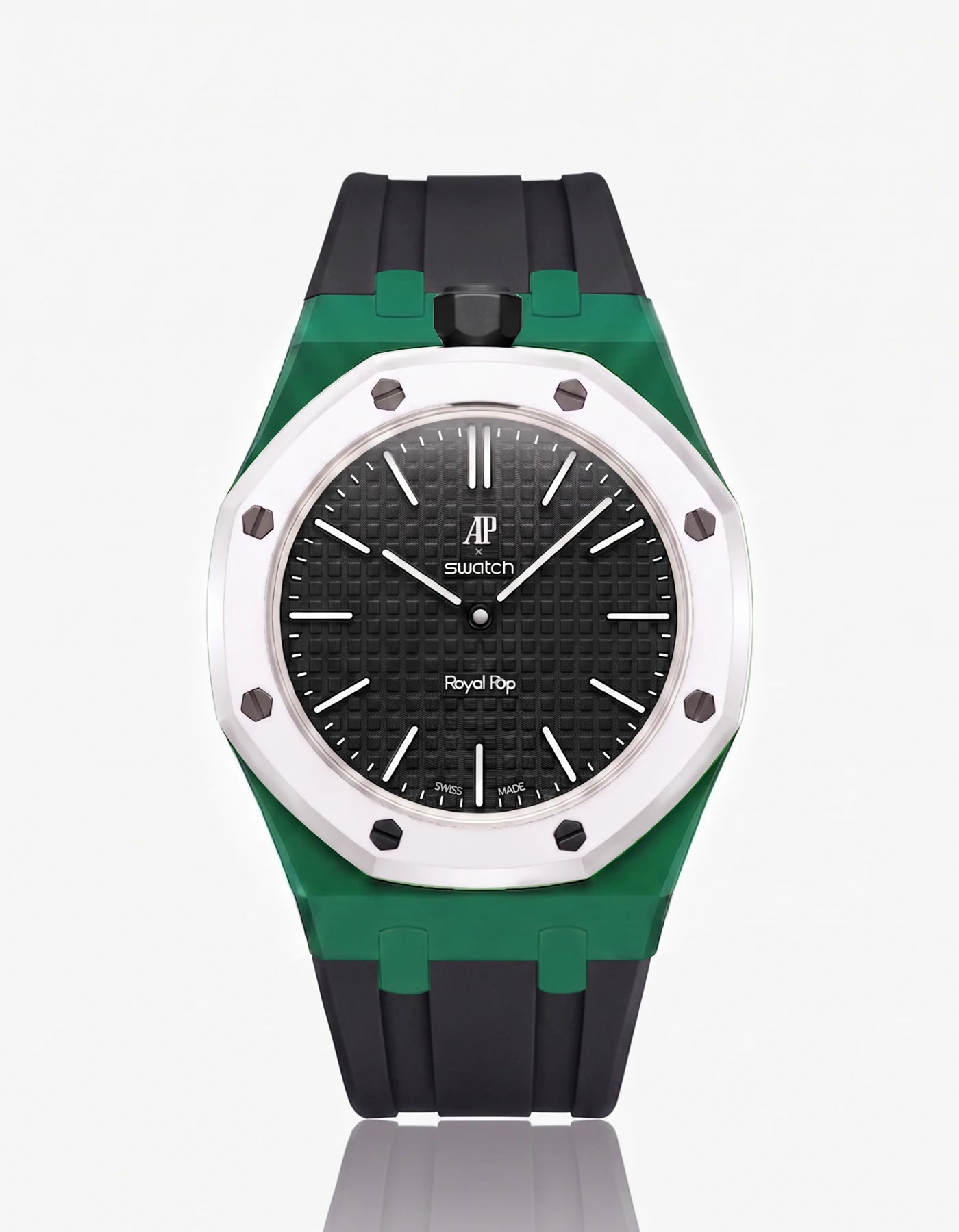 combo::green::rubber-strap-for-ap-x-swatch-royal-pop-black