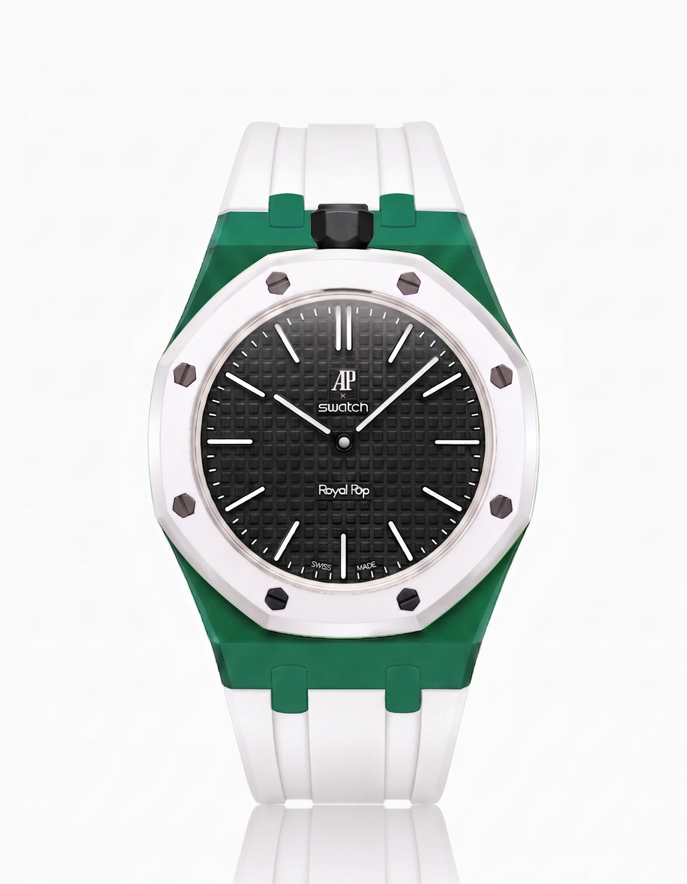 combo::green::rubber-strap-for-ap-x-swatch-royal-pop-white