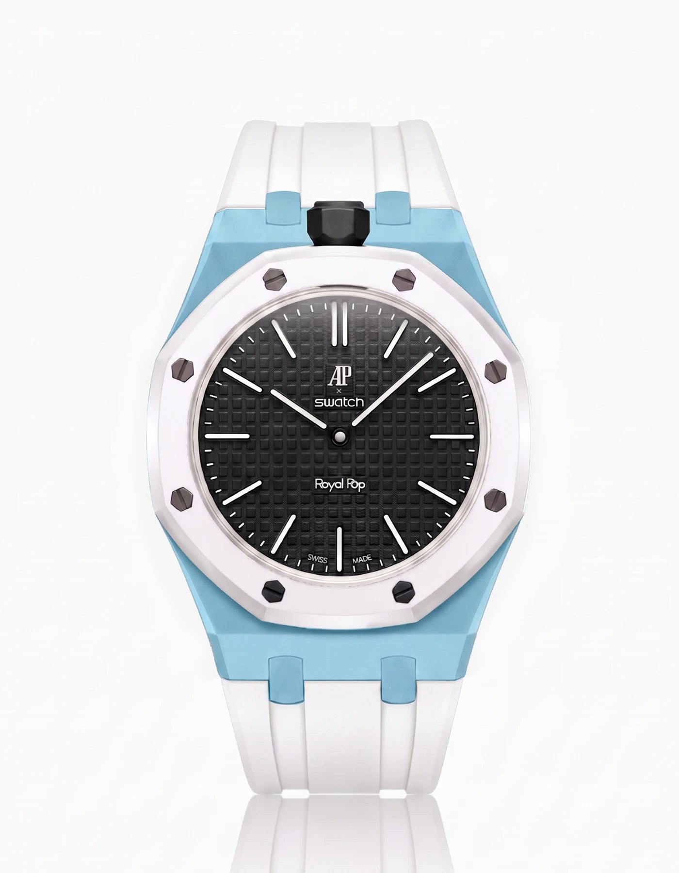 combo::light-blue::rubber-strap-for-ap-x-swatch-royal-pop-white